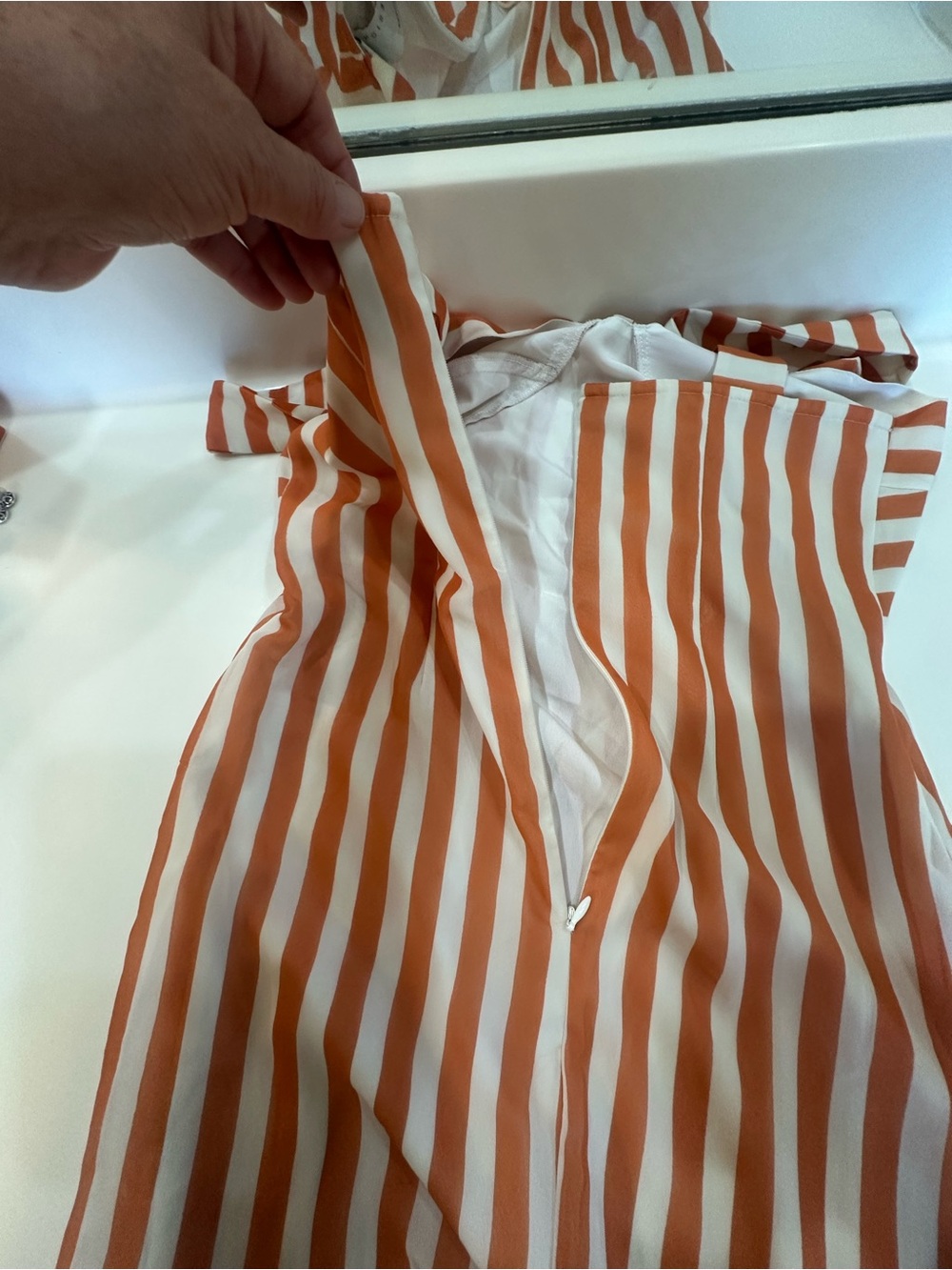 ASOS Striped Maxi Dress Orange/White Size 4 Fluted Hem - Picture 14 of 17